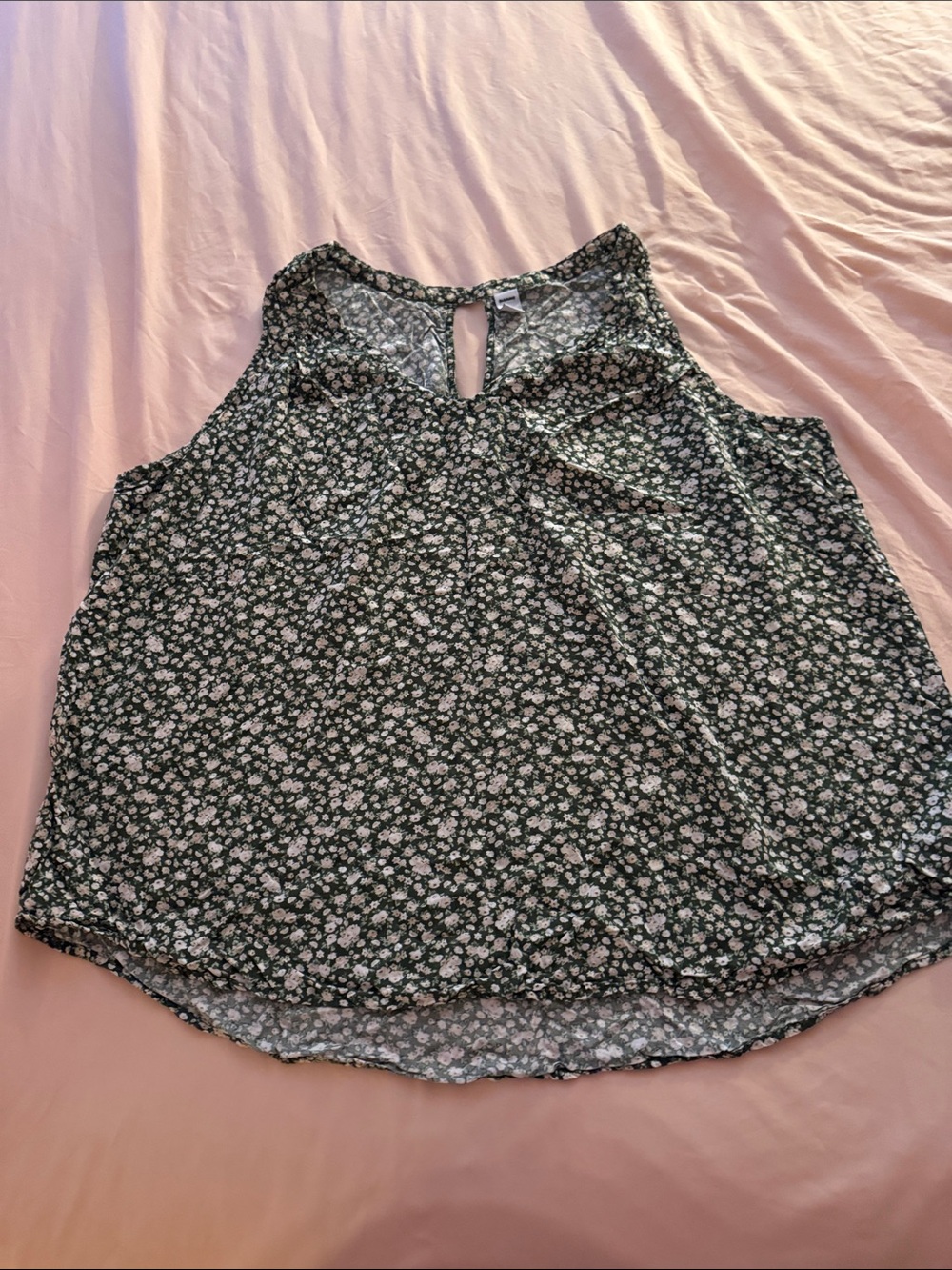 Old Navy Dark Green Floral Sleeveless Keyhole Cami
